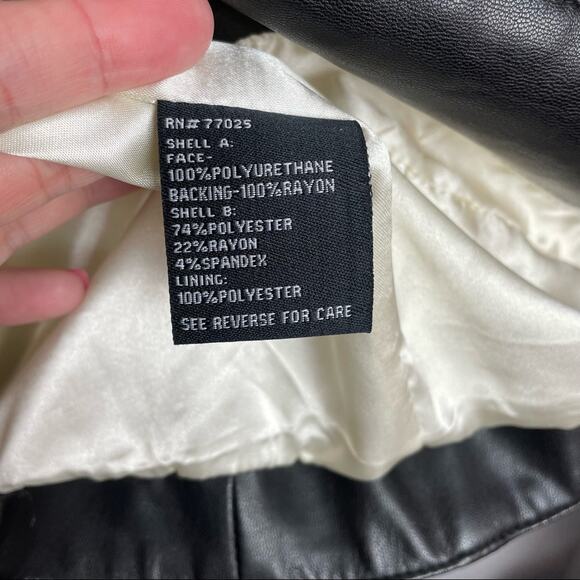 Faux Leather Black & White Jacket 1980s Block Style - Picture 8 of 11